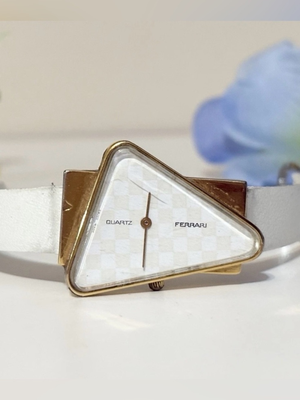 Rare Ferrari Swiss-Made Gold Triangular Geometric Asymmetrical Checkered Watch